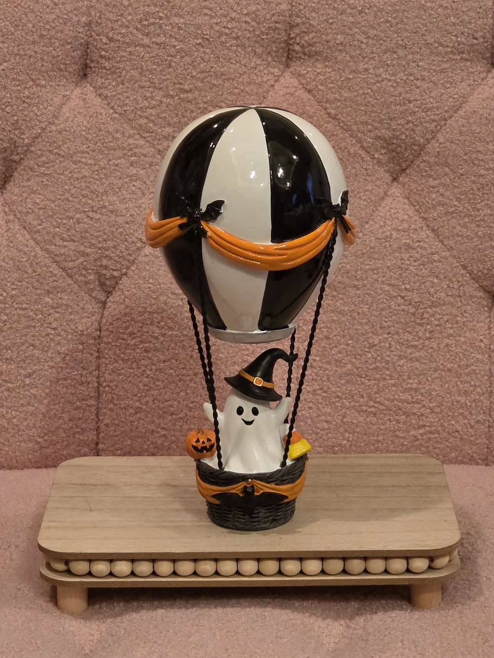 Halloween Ghost Hot Air Balloon Table Accent - Black, White & Orange - Picture 3 of 7